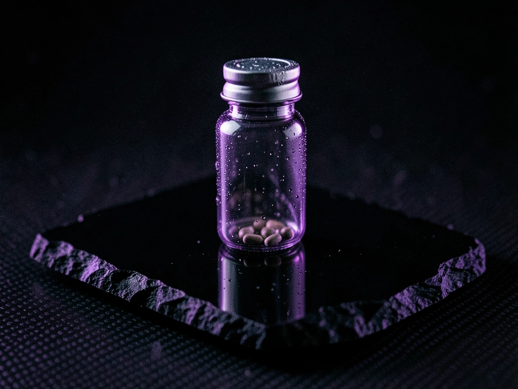Precision nutrition glass container on dark stone surface
